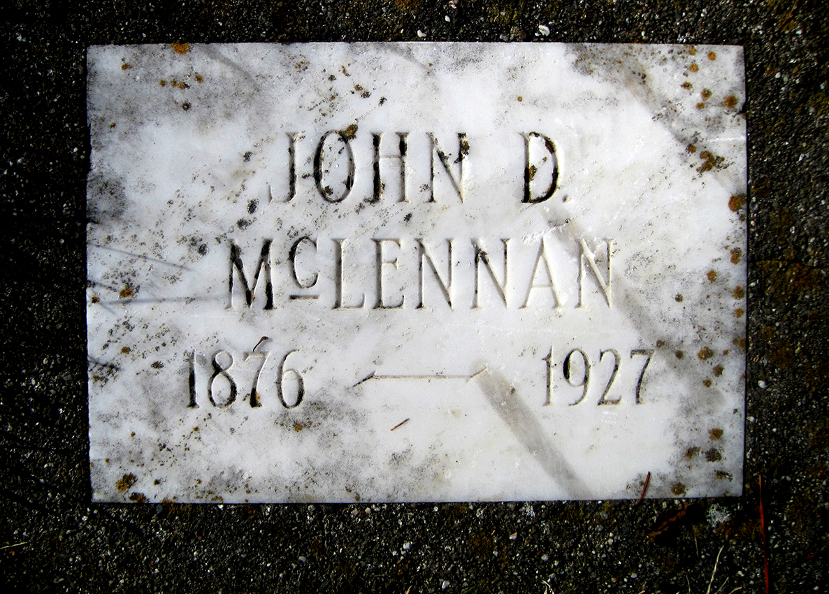 Photo of headstones/John D McLennan 1876-1927 hdstn Vallejo Sunrise Mem Cem CA
